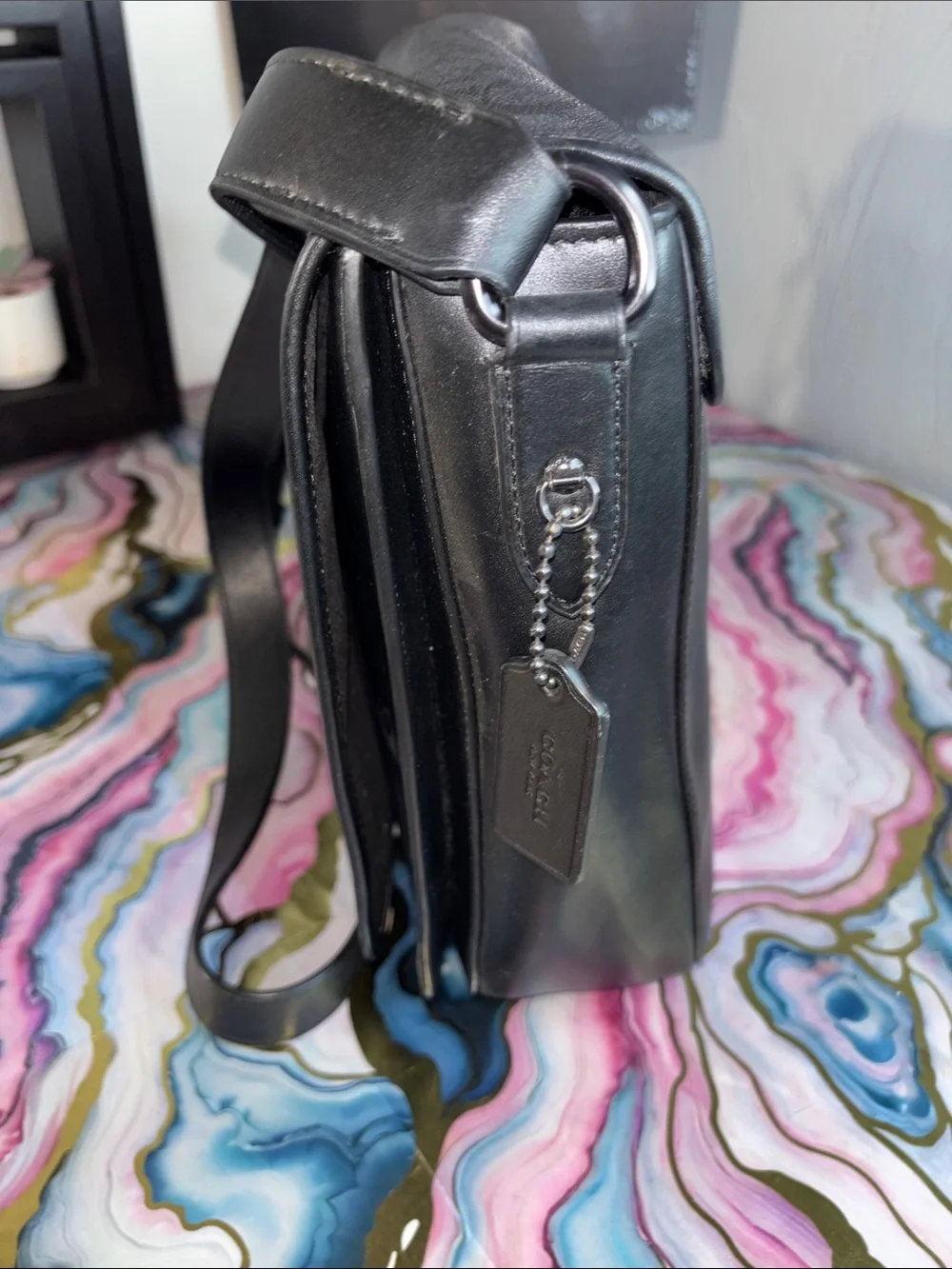 Coach Men's Gray/Black Signature Messenger Bag
